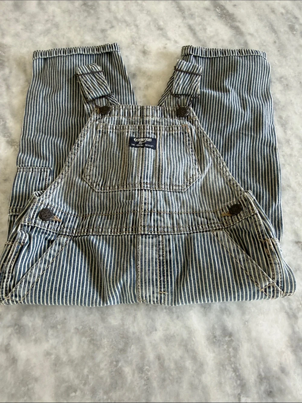 OshKosh B'gosh Blue and White Striped Kids Overalls